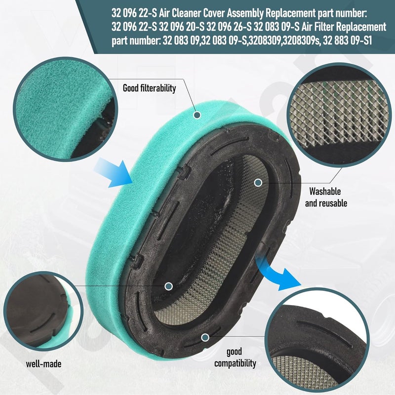 FancyTark 32 096 22-S 32 096 26-S Air Cleaner Cover Assembly, w/32 083 09-S Air Filter Compatible With Ko-hler KT600, KT735, KT745, KT735, KT740, KT725, KT715, KT745 - Image 3